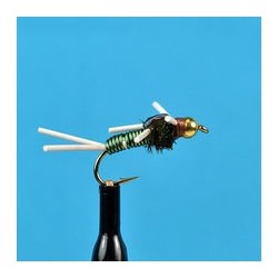 Beaded Nymphs Bead Head Copper John Rubber Leg Green $2.50