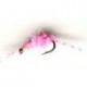 Nymphs pink scud button $2.50