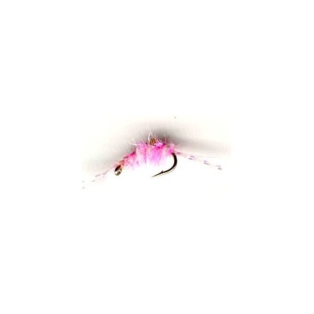 Nymphs pink scud button $2.50