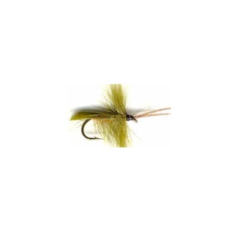 Dries olive horned caddis button $2.50
