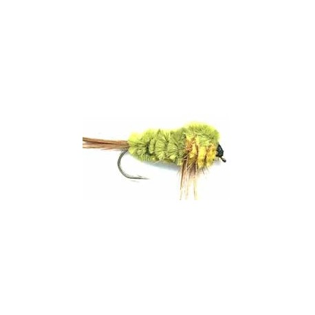 Streamers olive yellow montana button $2.50