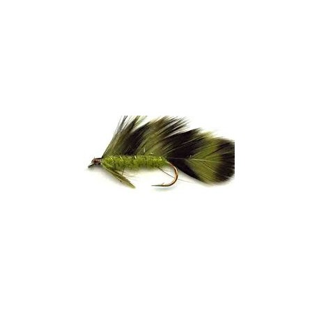 Streamers olive grizzly matuka button $2.50