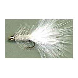 Streamers beaded white woolly bugger button $2.50