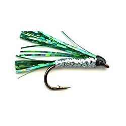 Streamers green silver sparkler button $2.50