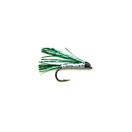 Streamers green silver sparkler button $2.50