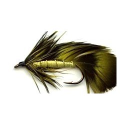 Streamers yellow olive grizzly matuka button $2.50