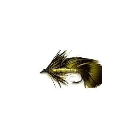 Streamers yellow olive grizzly matuka button $2.50