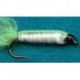Streamers green white baby doll button $2.50