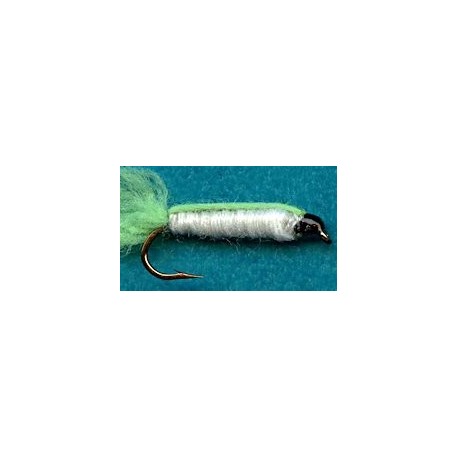 Streamers green white baby doll button $2.50