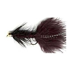 Streamers beaded black woolly bugger button $2.50
