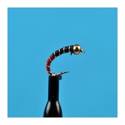 Beaded Nymphs Bead Head Zebra Midge Red Black $2.50