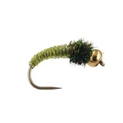 Barbless Flies Caddis Larva Olive BL $2.50