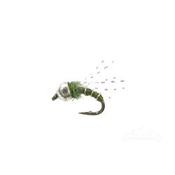 Beaded Nymphs Crystal Midge Olive Tungsten Bead $2.50