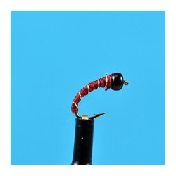 Beaded Nymphs Glass Bead Head Zebra Midge Maroon $2.50