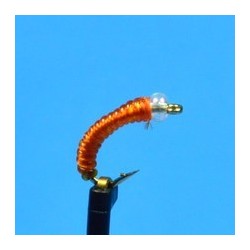 Beaded Nymphs Glass Bead Midge Orange $2.50