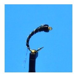Beaded Nymphs Glass Bead Zebra Midge Black $2.50