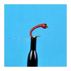 Beaded Nymphs Glass Bead Zebra Midge Red $2.50