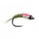 Barbless Flies Innov BH Olive Nymph BL White Pearl $2.50