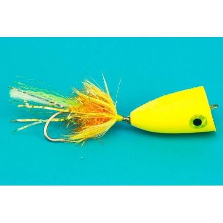 Bass Flies articulated popper yellow large $8.50
